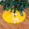 Jupe arbre en peluche longue dorée pour décoration de fête de festival de Noël 78 cm / 122 cm Jupe d'arbre à tapis de Noël avec décorations à bowknot