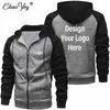 Hoodies pour hommes DIY Spring Zipper Cotton Sweetshirt Veste en molleton Fleece Custom Logo Personnalité Zip Up Clothing Automne Coats