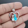 Ny Two Tone Aubao Cat Heart Formed Pendant Halsband Kvinnors ihåliga krage kedja