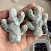 Figuras decorativas Moss Agate Cactus tallado Exquisito Regalos Pequeños manualidades Mascot Home Decoration Sala 1 PCS