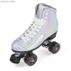 Inline Roller Skates Roller Skates Shoes Flash Quad Wheels Skating Adult Double Row Roller Shoes Beginner Sliding Sneaker With 4 Wheels Metal Bracket Y240410