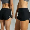 LU1U-24 Saute Up Up High-Rise doublé Short Sports Sports Femmes Fichets Séchage rapide Vêtements de course en vrac Back Zipper Pocket Fitness Yoga