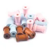 30 piezas Pink/Blue/marrón Bobinas de madera de madera Organizador Vintage Organizador para coser cintas Twine Crafts Herramientas Herramientas de alambre de hilo