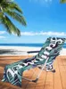 Beach Chair Cover Absorbent Beach Towel Soft Portable Sun Lounger Cover Non-stick Sand With Tropical Plant Pattern Pocket