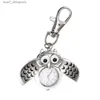 Pocket Watches Owl Shape Vintage Numerals Quartz Pocket Keychain Clock Chain Mens Women Christmas Gift Keyring Nurse Y240410