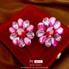 Sier Nadel Eingelegtes Diamond Blumengeometrisch süß und High-End, Ohrringe, Nischen-Modedesign, leichte Ohrringe