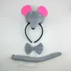 Party Plush Mouse Rat Ear Headband Tail Tie Boy Girl Birthday Gift Animal Hair Band Halloween Costume Cosplay