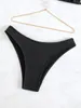 Женские купальники Сексуальное черное бикини 2024 Женщины -порывы вырезали отжимание микро -купальник бразильский металлический ванного хрупкого костюма