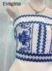 Robes décontractées Evagina Fashion Runway Designer Robe Sans manches en porcelaine Retro Porcelaine sans manches