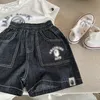 Jungen Affenbrief gedruckt Denim Shorts Kinder Cartoon Loose Short Hosen 2024 Sommer Kinder Soft Cowboy Casual Shorts Z7627