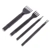 Outils d'artisanat en cuir de 4pcs Punches de trou en cuir en acier noir 1 2 4 6 Prong Diamond Point Chisel DIY TOODLES DE TIRURE