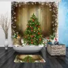 Rideaux de douche Bolls de Noël fenêtres d'arbre étanche de la salle de bain rideau de toilette tapis de tapis de tapis de toilette pour baignoire décor