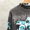 Saint Michael American Style Summer Retro Water Men High Quality Round Neck Fiting Hoodie 240401