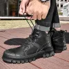 Botas homens botas tornozelas sapatos de couro genuíno masculino mais top mais lazer botas de inverno com peles botas de neve quente homens por atacado