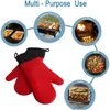 Heat-Resistant Kitchen Gloves Silicone Cooking Oven Mitts Barbecue Gants Microwave Bbq Non-Slip Mittens Oven Thickening Glove