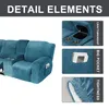 Recliner soffa täcker elastisk sammet soffskydd för 3 -sits återkommande möbelskydd med elastiska remmar för barn hundar husdjur