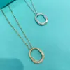 High Version V-gold T-family U-shaped Lock Necklace for Female Niche LOCK Series Small Half Diamond Color Separation Pendant Collarbone Chain