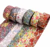 Double-Sided Springtime Flowers Cloth Ribbons 1"(10/25MM) 5Yards Bow Cap DIY Party Gift Packaging Materials L-201126-1362