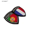 Ahyonniex 1pc Almanya Fransa Portekiz İngiltere Ülke Bayrak Yamaları Kalkan Kişilik Özel Kol Bandı Sırt Çantası Çıkartmaları DIY