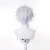 Ranyu beyaz erkek peruk kısa düz sentetik anime saç yüksek sıcaklık lif cosplay partisi için 240409