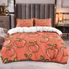 Rode appel King Queen dekbedoverdeksel Sweet Fruit Patroon beddengoed voor kinderen Pink Quilt Cover Plant Polyester dekbeddeksel