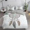 Dreamcatcher White Däcke Cover Microfiber Bohemian Print King Bedding Set för flickor Vuxna mjukt täcke med örngott