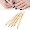 5 -stcs/set houten handgreep nail art stippen dubbele schanding ontwerp schildertekening trekken tekenen tekening accessoires nagels nagels borstels manicure gereedschap