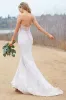 Kitty Chen 2024 Bröllopsklänningar Spaghetti Straps Spetsapplikationer Sexig rygglös brudklänningar svep Train Beach Mermaid Wedding Dress