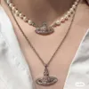 Designer Viviane Westwood Western Empress Dowager Dowager Pink Diamond Saturne Chain Collier Womens Advanced Send Send Planet Pendant Pendre Clavicule Chain de chaîne Hig