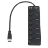 Hubs USB Hub Hoge snelheid 7 Poort USB 3.0 2.0 Hub Splitter aan/uit -schakelaar met EU/US Power Adapter voor MacBook Laptop PC USB 3.0 Hub