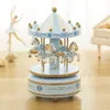 Blau rosa hölzerne karousel music box Valentinstag Geschenk Souvenir Hochzeits Geburtstag Geschenk für Kinder Tischdekorationen Partyzubehör