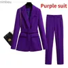 Suisse de femmes Blazers 2020 automne pour femmes Purple Simple Blazer Work Office Ladies Suit Blazer Coat à la mode et un blazer célibataire C240410