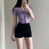 Kadın Kotları Kadın Denim Yaz Haruku Yüksek Bel Elastik Jean Şortu Seksi Sıska Sıska Moda Kore Stili Geniş Bacak Pantolon