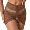 SKIRTS Sexy de alta qualidade feminina de alta qualidade Mish Sheer Swimsuit Biquini Transparente Wrap Wrap Salia curta ajustável para feminino