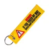 Retirer en gros avant le vol de clé Keychain Key Ring Broderie Buckles for Motorcycle Tissu Key Tag Yelloew Danger