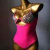 Nouveau bikini set femmes bling rose diamante carnaval maillots de bain cristal culotte festival rave mail de mail