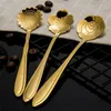 812pcs roestvrijstalen kers rozenbloem goud schep koffielepel geschenken keuken dessert thee -accessoires tabelgerei decoratie 240410