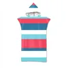 Adult Kids Microfiber Striped Pattern Diving Suit Changing Robes Beach Poncho Towel Hooded Bathrobe Quick Dry Surf Cloak