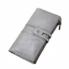 portefeuille féminin 100% en cuir authentique en cuir en cuir gris RFID Grey RFID COIN POCKE POCY POCKET PHE SAG Carteira Feminina Portfel A6ZD #