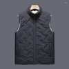 Men's Jackets Winter Solid Color Simple Padded Thickened Sleeveless Warm Vest Stand-Up Collar Wind Tube Fashion Casual Down Jacket 2024