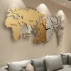 Glod Glod Metal Wall Clocks Home Decor Room Rock Wall Clock Mechanism Assionity Home Home World Map Horloge Gift FZ576