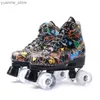 Skates à rouleaux en ligne Microfibre Rink Professionnel Cool Flash Roller Skates Double Row Roller Skates Adultes Men and Women Adult quatre roues Chaussures glissantes Y240410