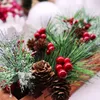 5pcs fausses de Noël Pinecone baies artificielles cônes de pin naturel artificiel baies rouges automne garale halloween Thanksgiving de Noël décor