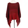 Kvinnors pullover Tassel Knit värme Cape Shawl Stripe Poncho tröja dropshipping