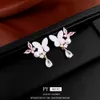 Sier Igle Butterfly Pearl циркон корейский сладкий элегантный стиль серьги, Instagram, маленькие и высокие серьги для женщин