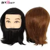 Cabeza de maniquí masculino con cosmetología 100% humana Manikin Mannequin Head Barba para barberos Practicar Corte de estilo