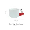 Mugs 300ML Three-Dimensional Hand-painted Cherry Ceramic Cup Ins High Value Creative Mug Household Gold Light Luxury