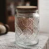 Retro Begonia Mönster Glas Sealed Jar Creative Food Grade Torkad Fruit Snack Nut Storage Jar Kök Lagring