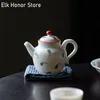 150ml Boutique Pure Handpainted Art Ceramic Tea Pot Household Retro Small White Porcelain Teakettle Chinese Style Kungfu Teaset