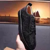 Casual Shoes Shiny Crystal Flock Leather Spring Flats Male Leisure Style Classic Black White Lace-Up Zapatos De Hombre Sneakers For Men